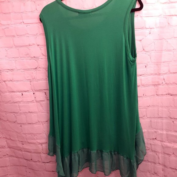 Kim & Cami  Sleeveless Top With Ruffle accents Green XL - Picture 7 of 10